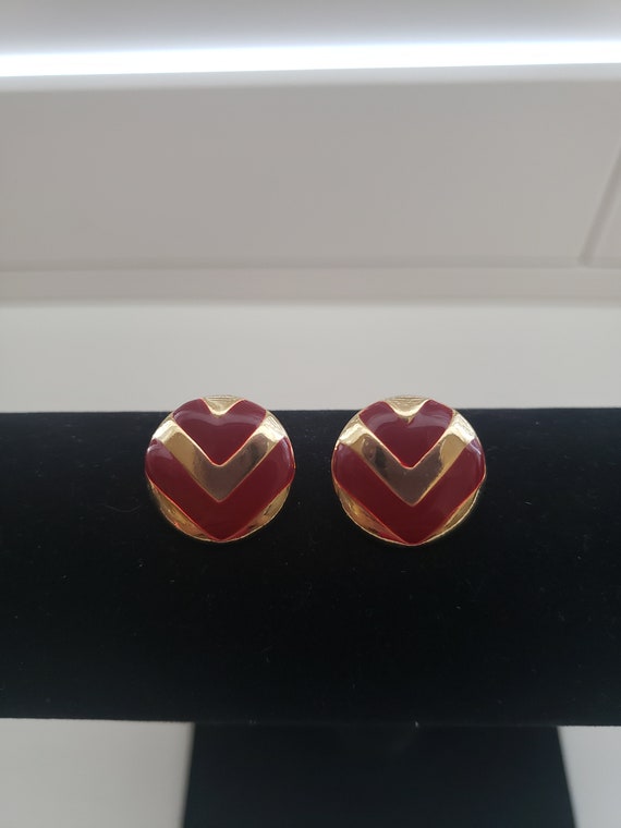 Vintage Mod 1960s /1970s Red and Gold Geometric Ch