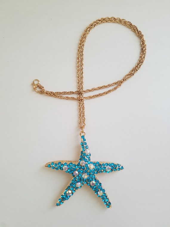 Star / Starfish Rhinestone Betsey Johnson Necklac… - image 2