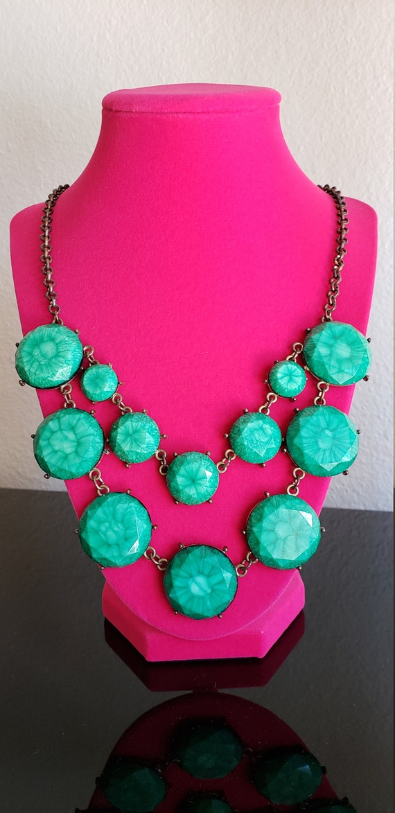 Jade Green Geometric Mod Multi Strand Necklace - … - image 4