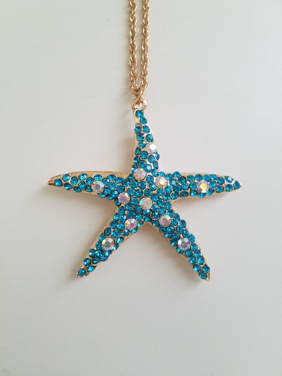 Star / Starfish Rhinestone Betsey Johnson Necklac… - image 4