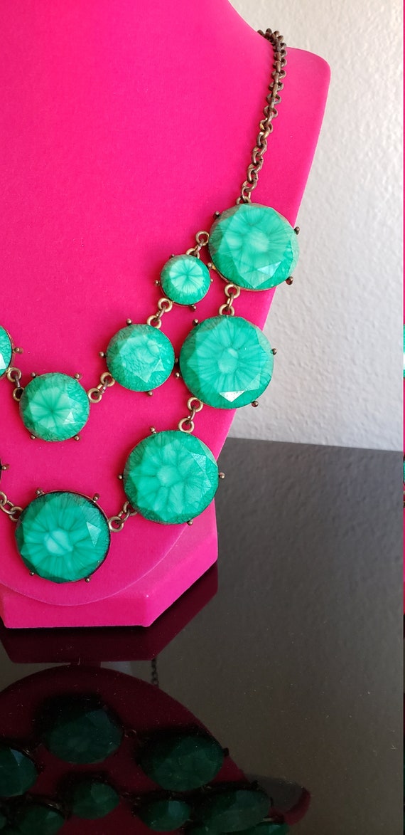 Jade Green Geometric Mod Multi Strand Necklace - … - image 5
