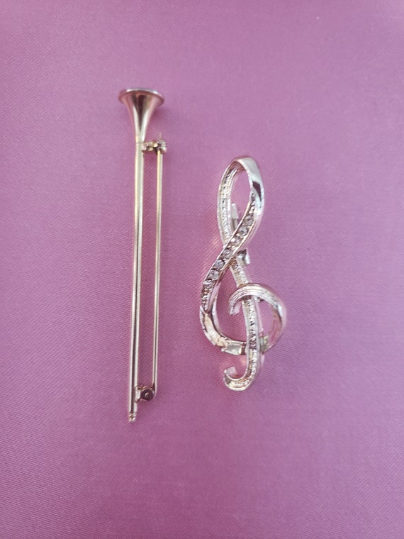 Silver and Gold Tone Music Note / Instrument / Tr… - image 2