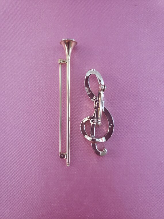 Silver and Gold Tone Music Note / Instrument / Tr… - image 9