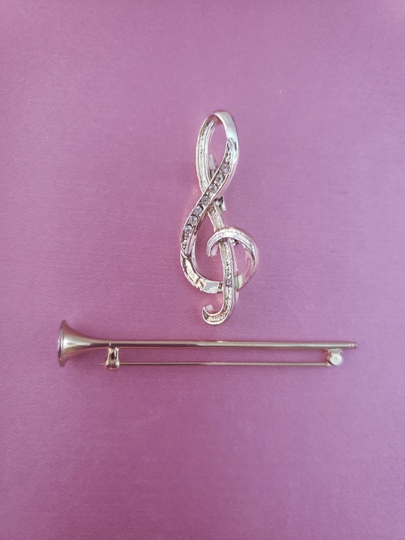Silver and Gold Tone Music Note / Instrument / Tr… - image 10