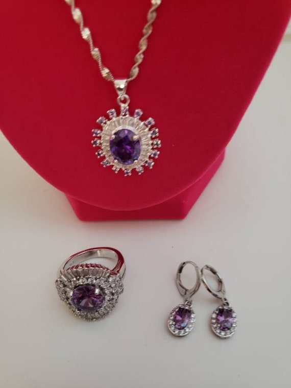 Amethyst / Purple Gemstone Jewelry Set - Bridal / 