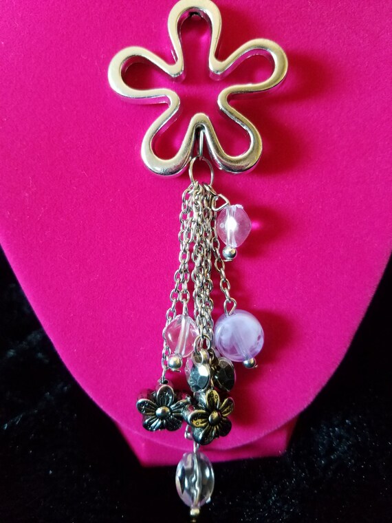 Hippie Flower Charm Necklace - Heart / Flower Cha… - image 2