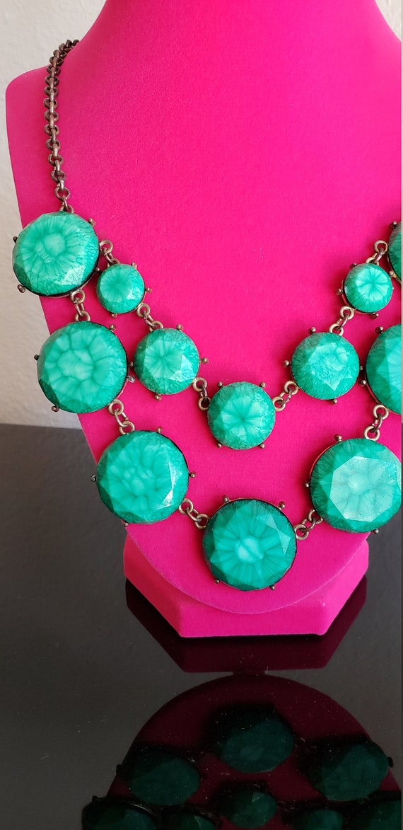 Jade Green Geometric Mod Multi Strand Necklace - … - image 7