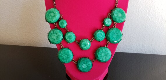 Jade Green Geometric Mod Multi Strand Necklace - … - image 2
