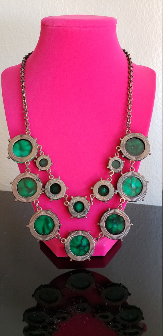 Jade Green Geometric Mod Multi Strand Necklace - … - image 6