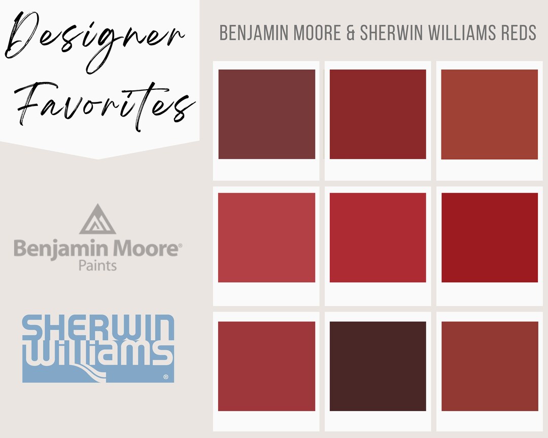 2023 Benjamin Moore Sherwin Williams Favorite Paints, Modern Reds Whole