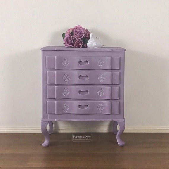 Side End Tablevalentine Giftlilac Pink Vintage 4 Drawers Etsy