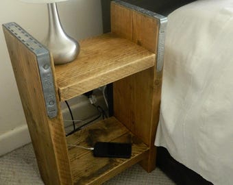 Handmade Rustic Industrial Bedside Cabinet Nightstand made from Reclaimed Scaffold Boards