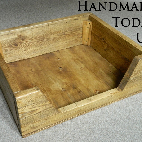 Handmade Rustic Industrial Dog Pet Bed made from Reclaimed Scaffold Wood