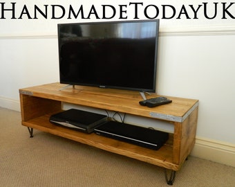 Handmade Rustic Industrial TV Media Unit Cabinet made from Reclaimed Scaffold Boards