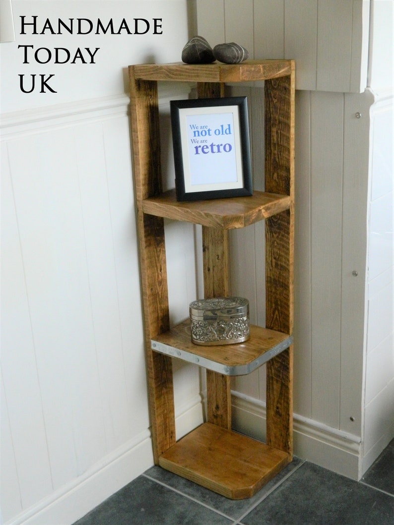 Handmade Rustic Shelf Corner Unit Reclaimed Recycled Scaffold Board