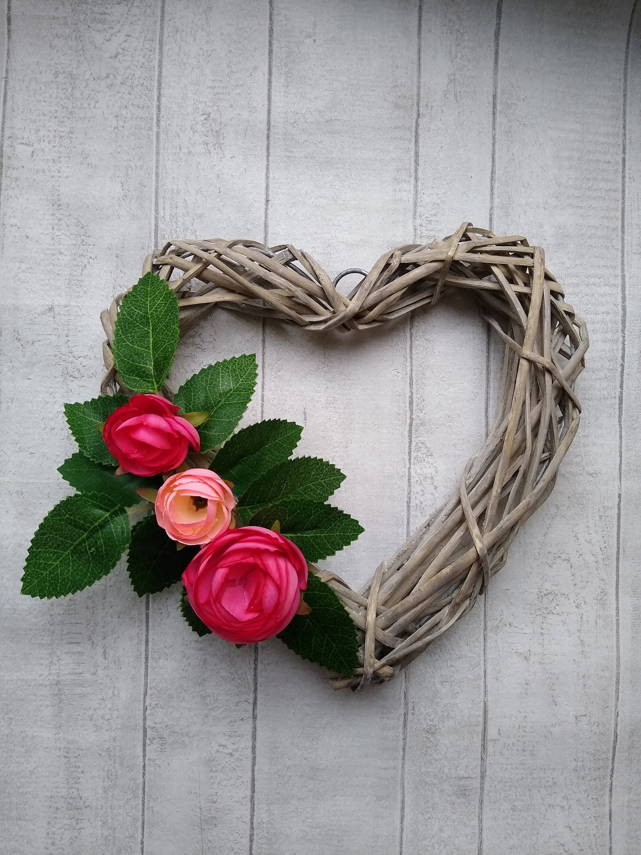Heart flower Wreath Wicker heart artificial flowers Wicker Etsy
