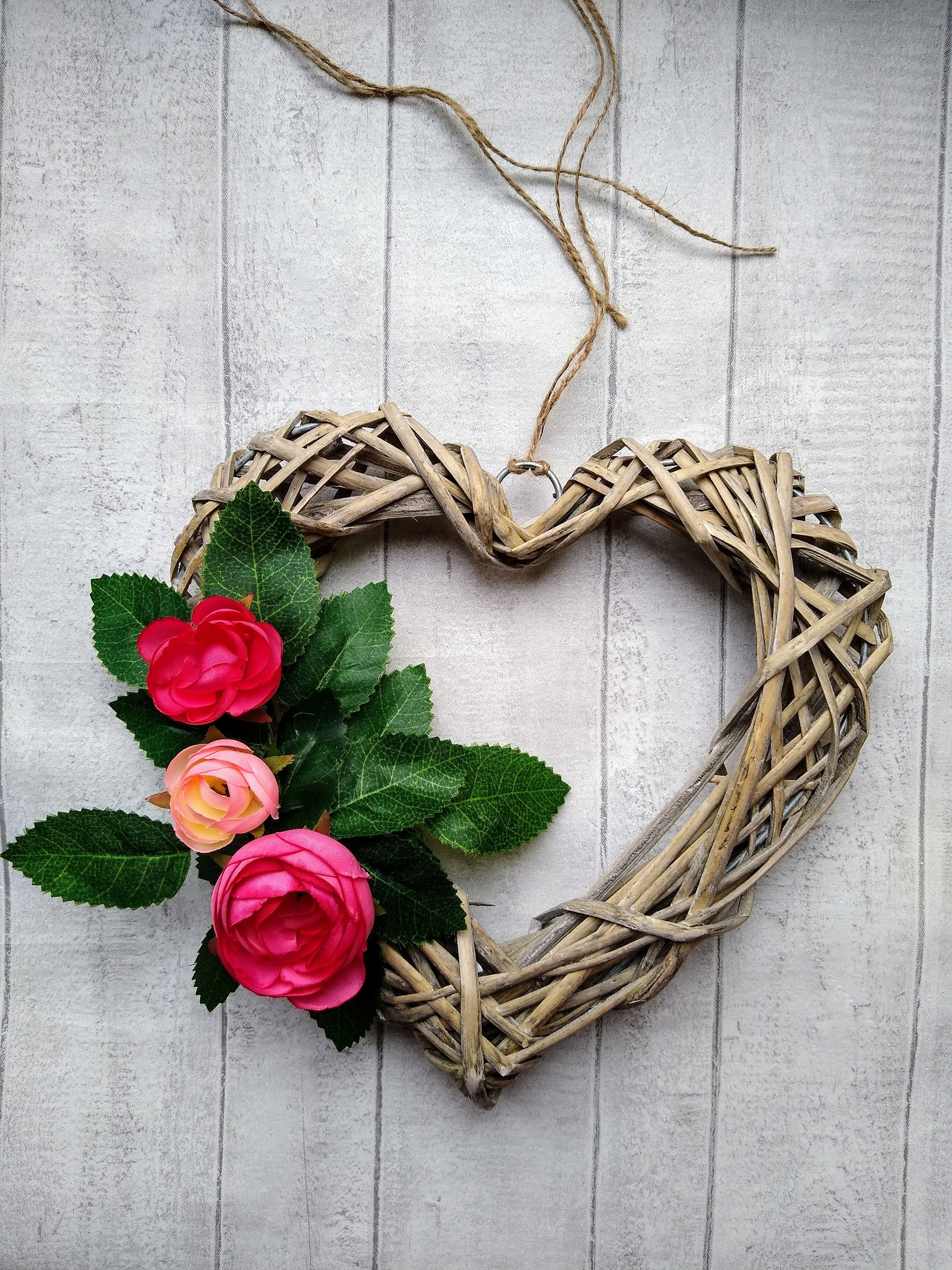 Heart flower Wreath Wicker heart artificial flowers Wicker Etsy