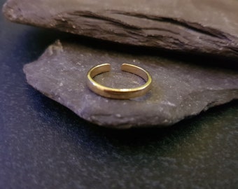 925 sterling zilveren teenring, 14-karaats vergulde verstelbare effen D-band teenring, verpakt