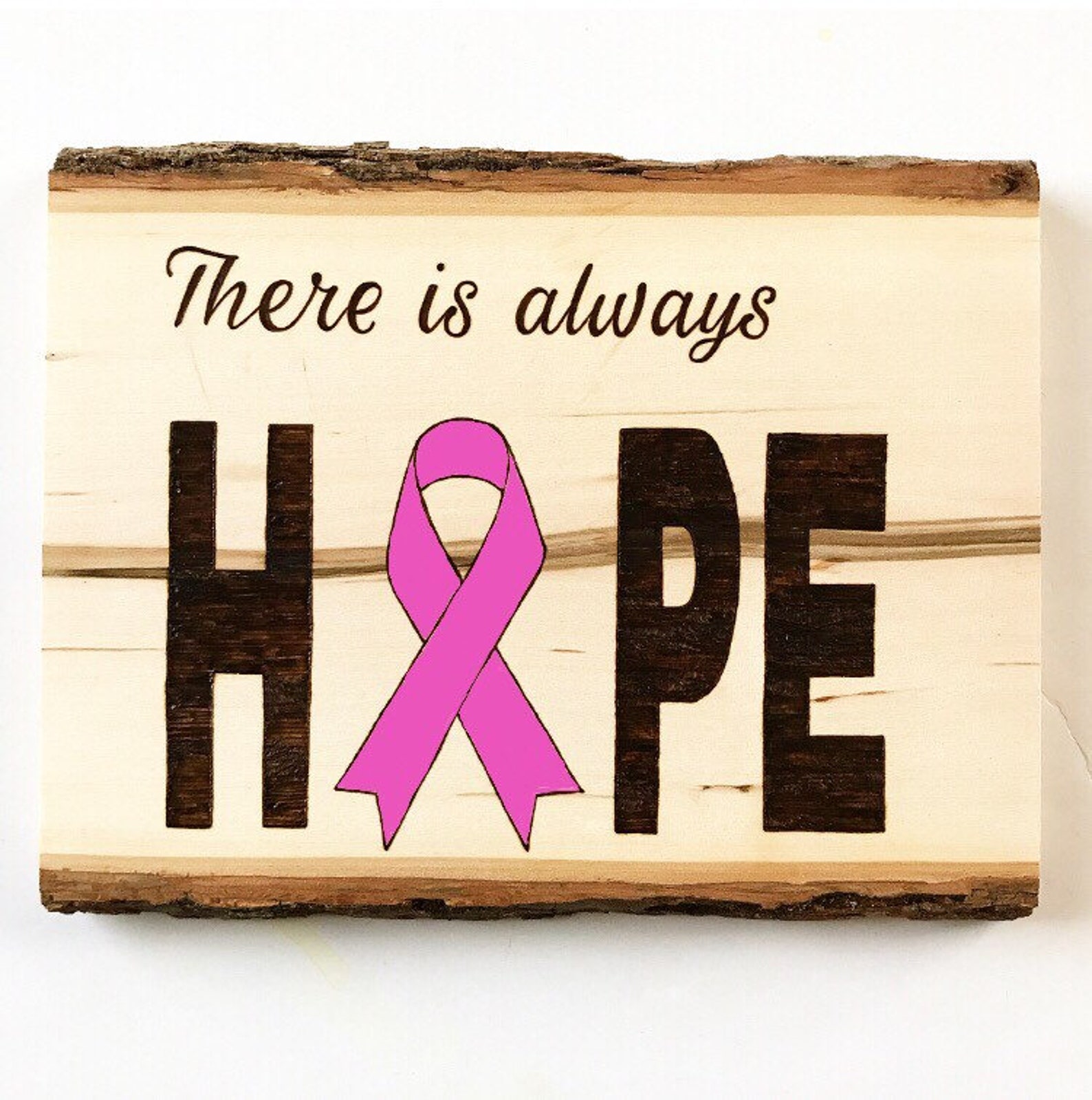 Cancer Ribbon Awareness Cancer Support Ribbon wood burned Etsy