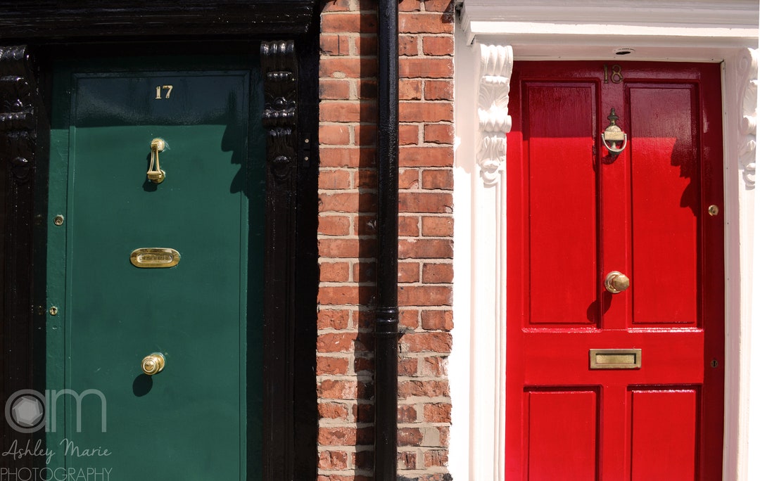 Dublin Doors, Red and Green, Residential Doors of Ireland Etsy
