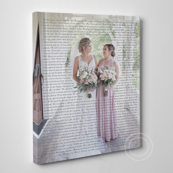 Maid of Honor Speech Canvas as After Wedding Gift. Sisters gift BBF Picture To Canvas. Best Man/ Bridesmaids speech canvas gift