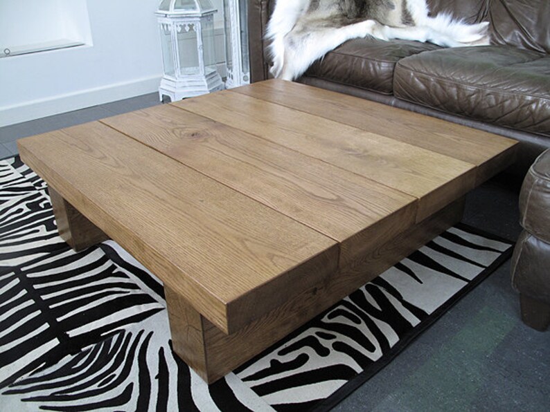 Large Square 4 Board Um Solid Oak Coffee Table Low 95 X 30cm 37 12