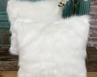 Deluxe Polar Kunstfell Kissenbezüge, Weißer Fellkissenbezug