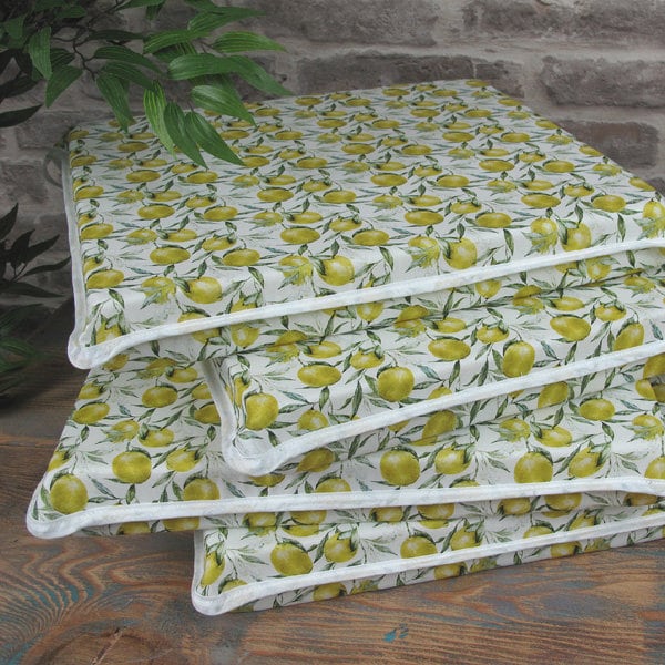 Set of 4 6 or 8 Lemons Design Square Chair Seat Pads Chair Etsy