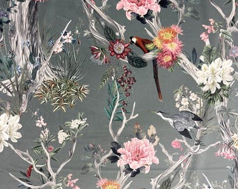 Oriental Velvet Fabric – Floral Chinoiserie Upholstery & Craft Fabric