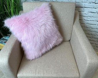 Bubble-gum Pink Kunstpelz Kissenbezug | Moderne Wohnkultur Kissen