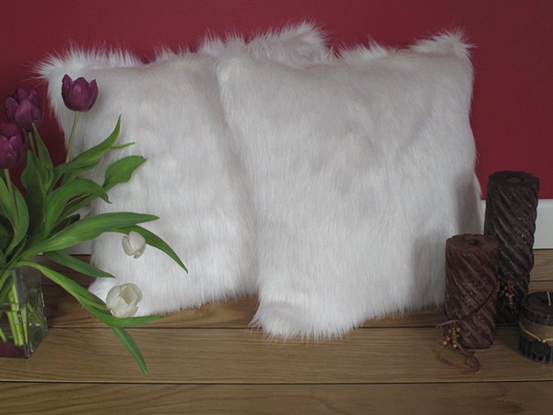 Deluxe Polar Offwhite Faux Fur Cushion Covers Cushions Etsy