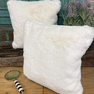 Richmond Parchment off-white faux fur cushion covers, cushions, pillow covers in choice of 3 sizes. Matching throws available.