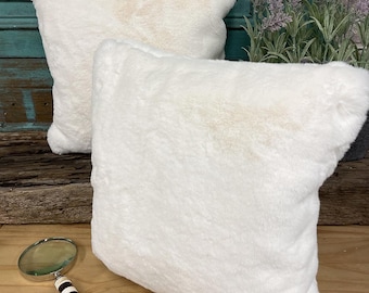 Creme Kunstpelz Kissenbezug, weicher Plüsch Kissenbezug