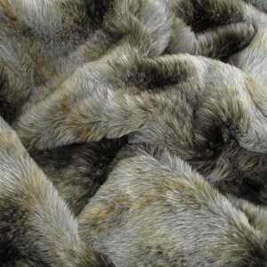 Grey Wolf Faux Fur Throw Grey fur bed throw Gray sofa throw Large faux fur throw Gray fur blanket throw with grey faux-suede lining. image 3