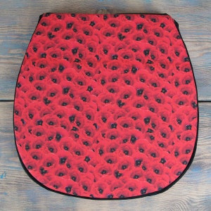 OPRUIMING!! Set van 4 Red Poppy Classic D-zitkussens, stoelkussens, poppy keukenstoelkussen. Zitkussens voor bar- of terraskeukenstoelen.