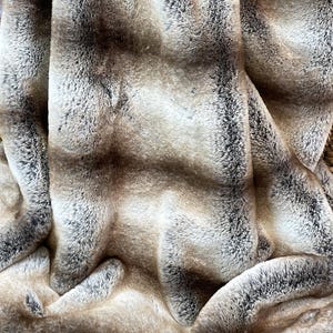Luxury Grey Rabbit Faux Fur Fabric | Striped Craft Fur | Brown Striped Teddy Fur | Striped Fashion Faux Fur | Stripey Costume Fur | Cosplay
