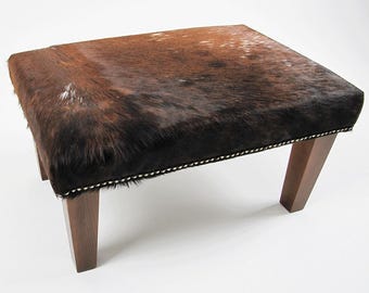 Braun Brindle Rindsleder Fußhocker 310 - Hair on Hide Ottoman, Mit Modernen Beinen
