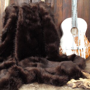 Luxurious Brown Bear Faux Fur Bed or Sofa Throw With Brown Faux