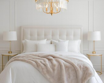Beige Frost Faux Fur Throws With Ivory Faux-Suede Lining In A Range Of Sizes