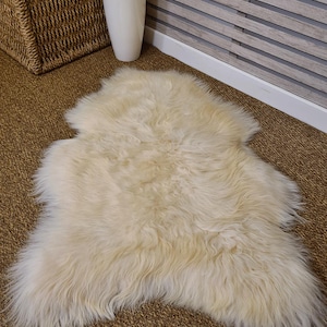 Ivory Icelandic Sheepskin Rug | Luxury Sheepskin Rug | Long Haired Sheepskin | Ivory Icelandic Sheepskin | Large Natural Sheepskin Rug |
