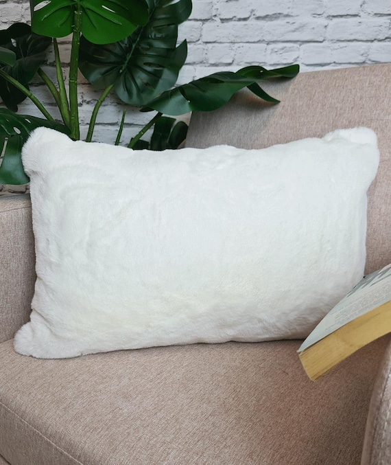Richmond Cream Rectangular Faux Fur Cushion Cover Cream Faux Fur
