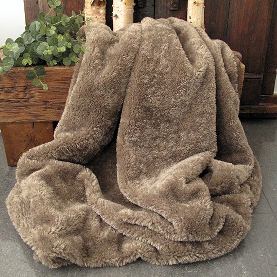 Light Brown Sheerling Faux Fur Throw in a Range of Sizes. Long