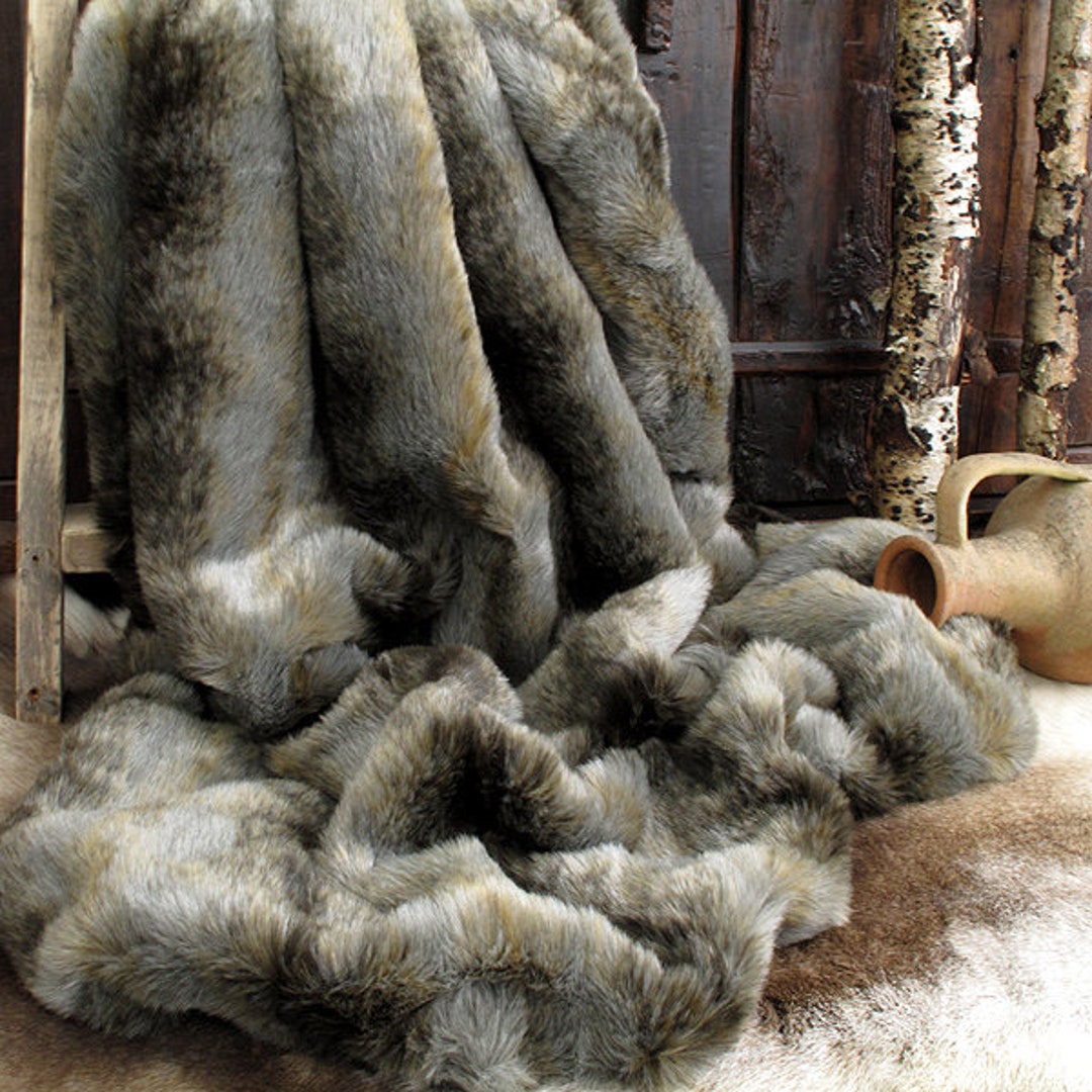 Let op Gouverneur toewijding Grijze Wolf Faux Fur Throw Grijs bont bed plaid Grijze - Etsy Nederland