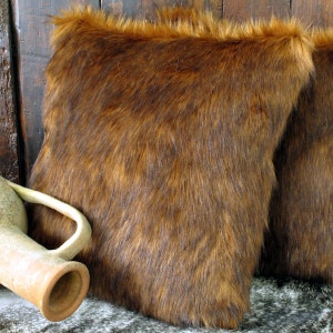 Raynard Faux Fur Cushion, long hair cushion covers, cushions, pillow covers in choice of 3 sizes. Furry pillows. Matching throws available.