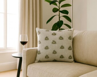 Rabbit Print Cushion Cover | Natural Beige Square Pillow