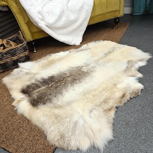 Luxury Large Reindeer Hide Rug | Large Caribou Skin Rug | Large Reindeer Skin Rug | Natural Reindeer Hides | Natural Caribou Pelt Rug |