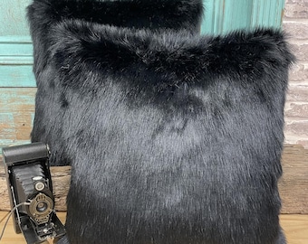 Schwarzer Bär Kunstpelz Kissenbezug, Langes Haar, Luxury Style