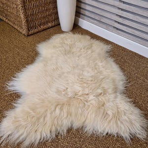 Icelandic Sheepskin Rug | Luxury Cream Sheepskin Rug | Long Haired Sheepskin | Ivory Icelandic Sheepskin | Large Natural Sheepskin Rug |