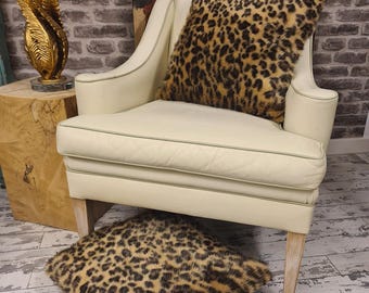 Goldener Leopard Kunstpelz Kissenbezug | Luxus Animal Print Kissen