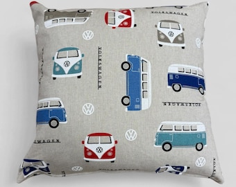 Classic Camper Cushion Cover | Modern Linen-Look Printed Throw Pillow